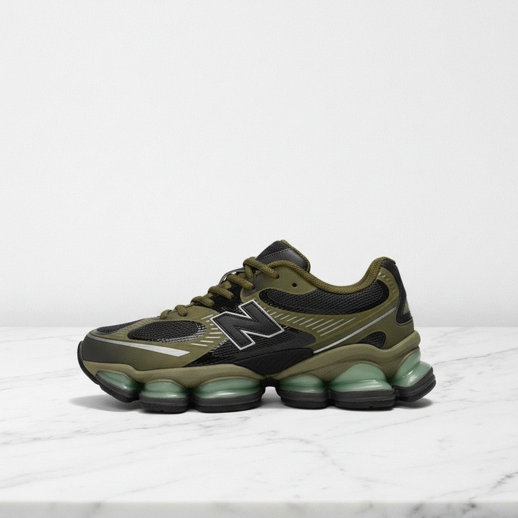 New Balance Abzorb 2000 Wakame Black, wygodne sneakersy unisex na co dzień, oliwkowo khaki, skóra i tekstyl U20006E1