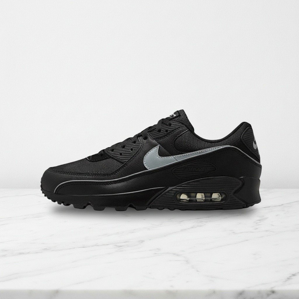 Buty Nike Air Max 90 Premium, kolor czarny z szarym, wygodne sneakersy unisex na co dzień, poduszka Max Air, HV4517-002