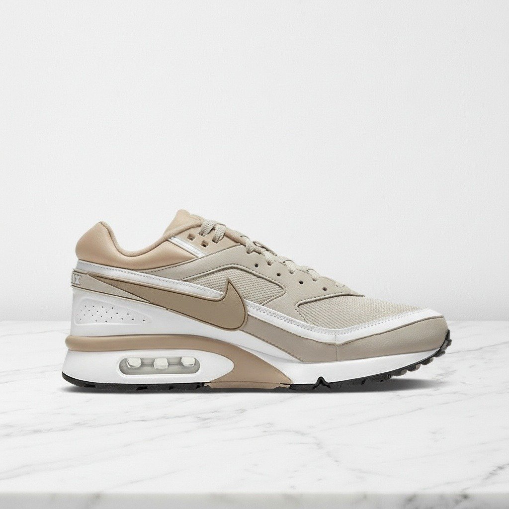Buty męskie Nike Air Max BW OG, beżowo-białe, wygodne na co dzień, duża poduszka Max Air, skóra i siatka, DJ9648-200