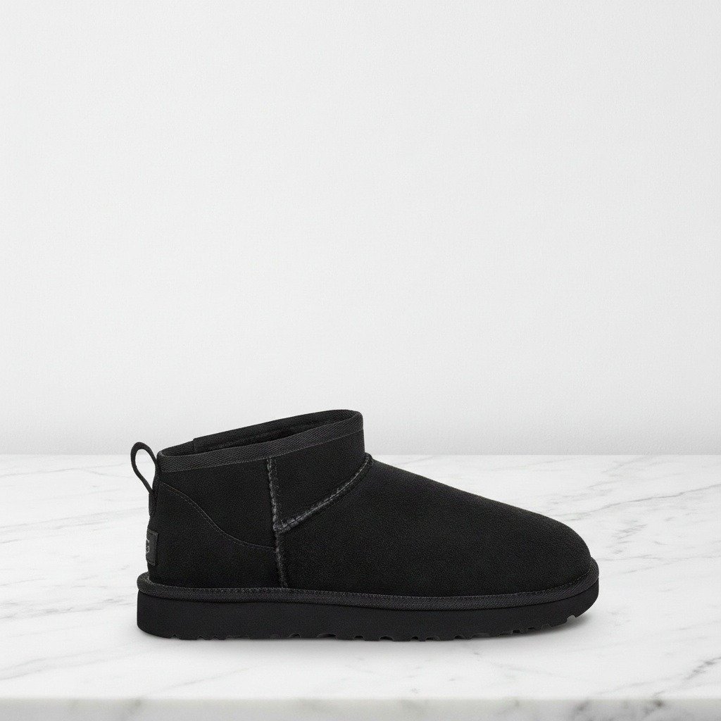 Śniegowce damskie i męskie UGG Classic Ultra Mini Black, czarne, ciepła wełna owcza, wygodne na co dzień i zimę, 1116109-BLK