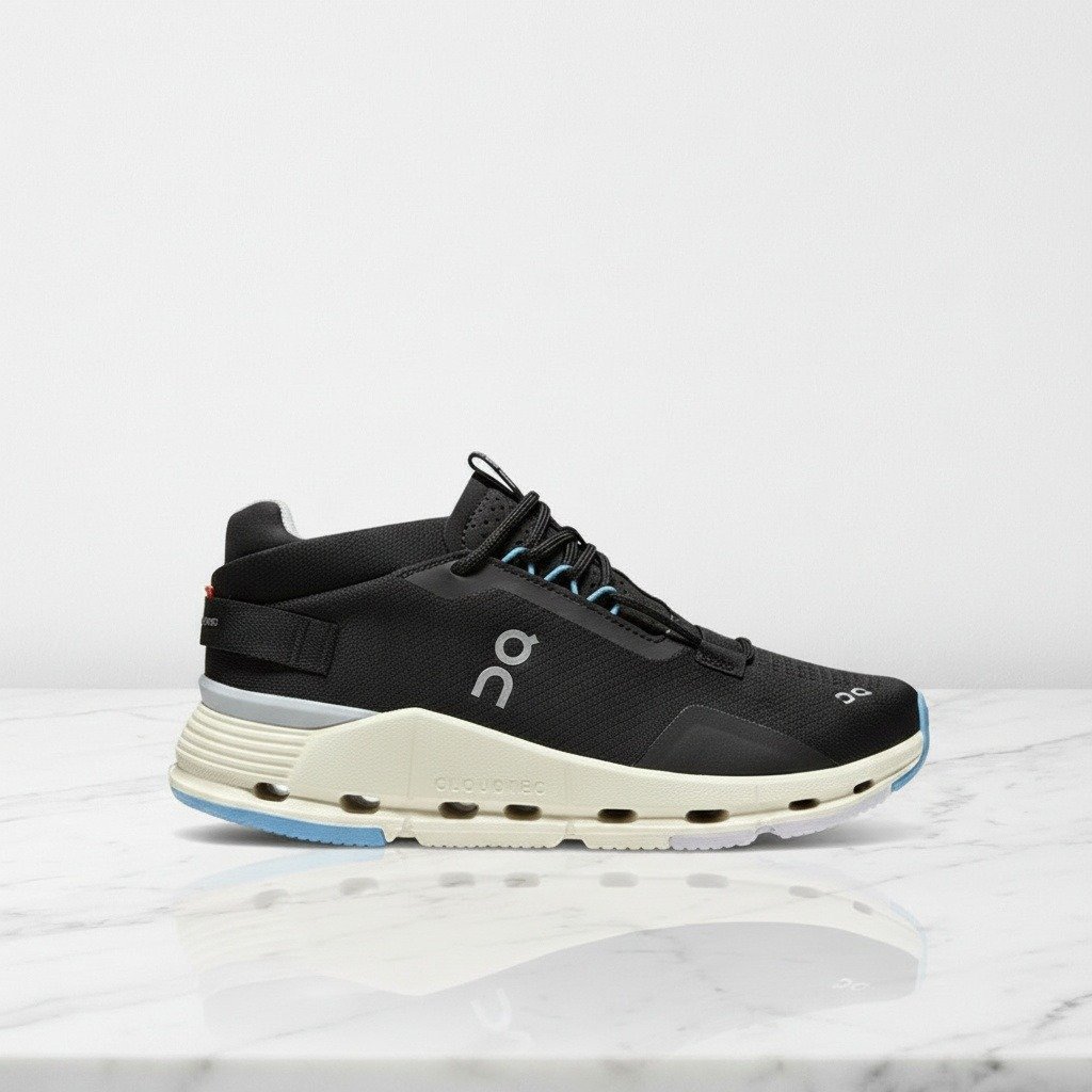 ON Cloudnova 2 Black Wash, wygodne sneakersy unisex na codzień, czarno-błękitne, pasują do wielu stylizacji 3WE30221463