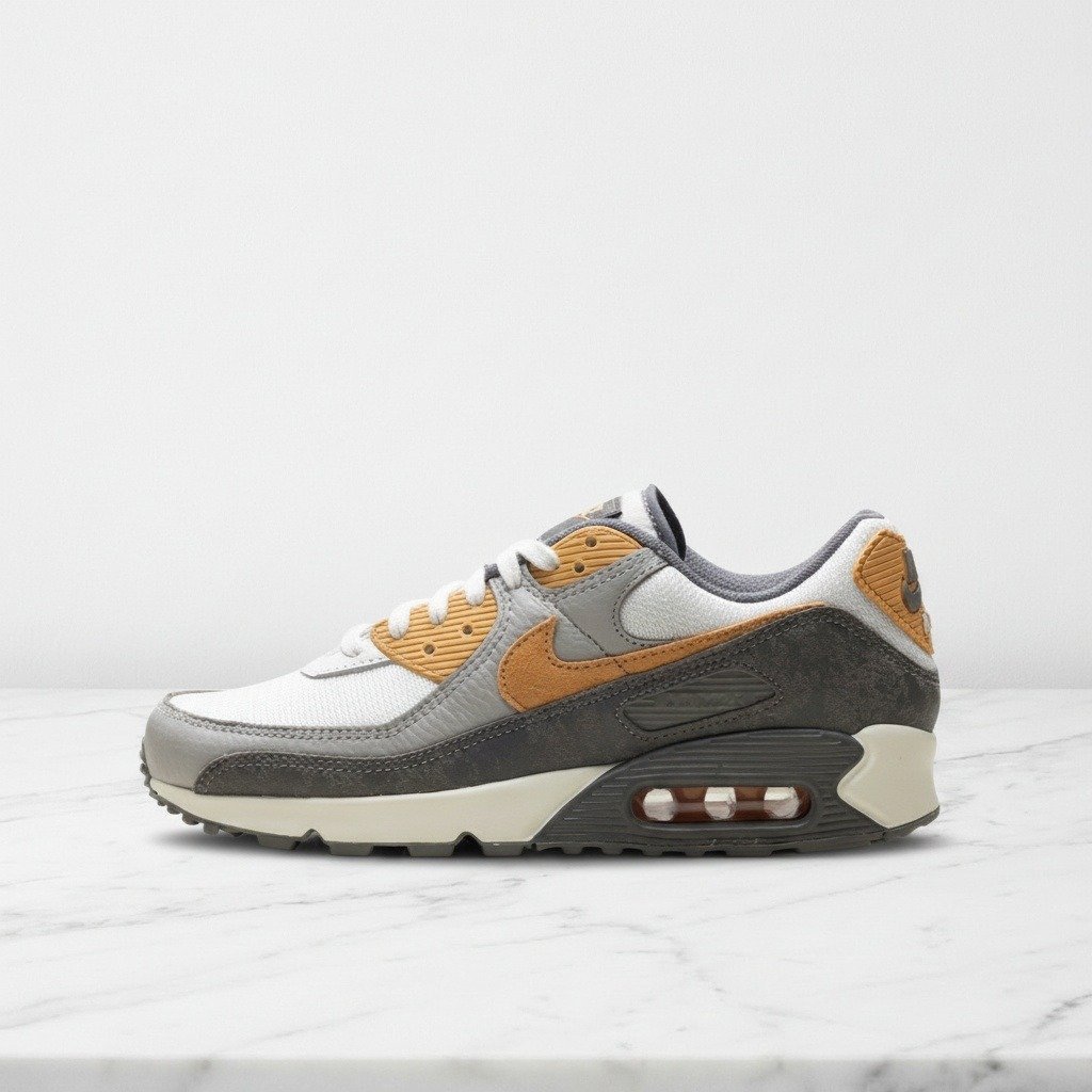 Buty Nike Air Max 90 Premium Copper Moon College Grey na co dzień, wygodne, szaro-pomarańczowe, unisex, IB7467-029