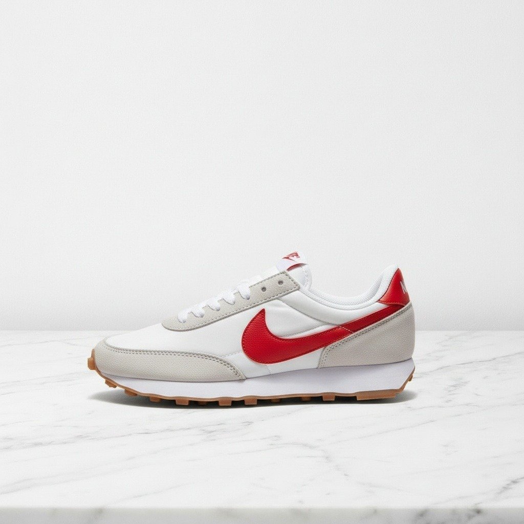 Nike Daybreak White University Red, codzienne sneakersy unisex, wygodne, z zamszowymi wstawkami i czerwonym Swooshem CK2351-103