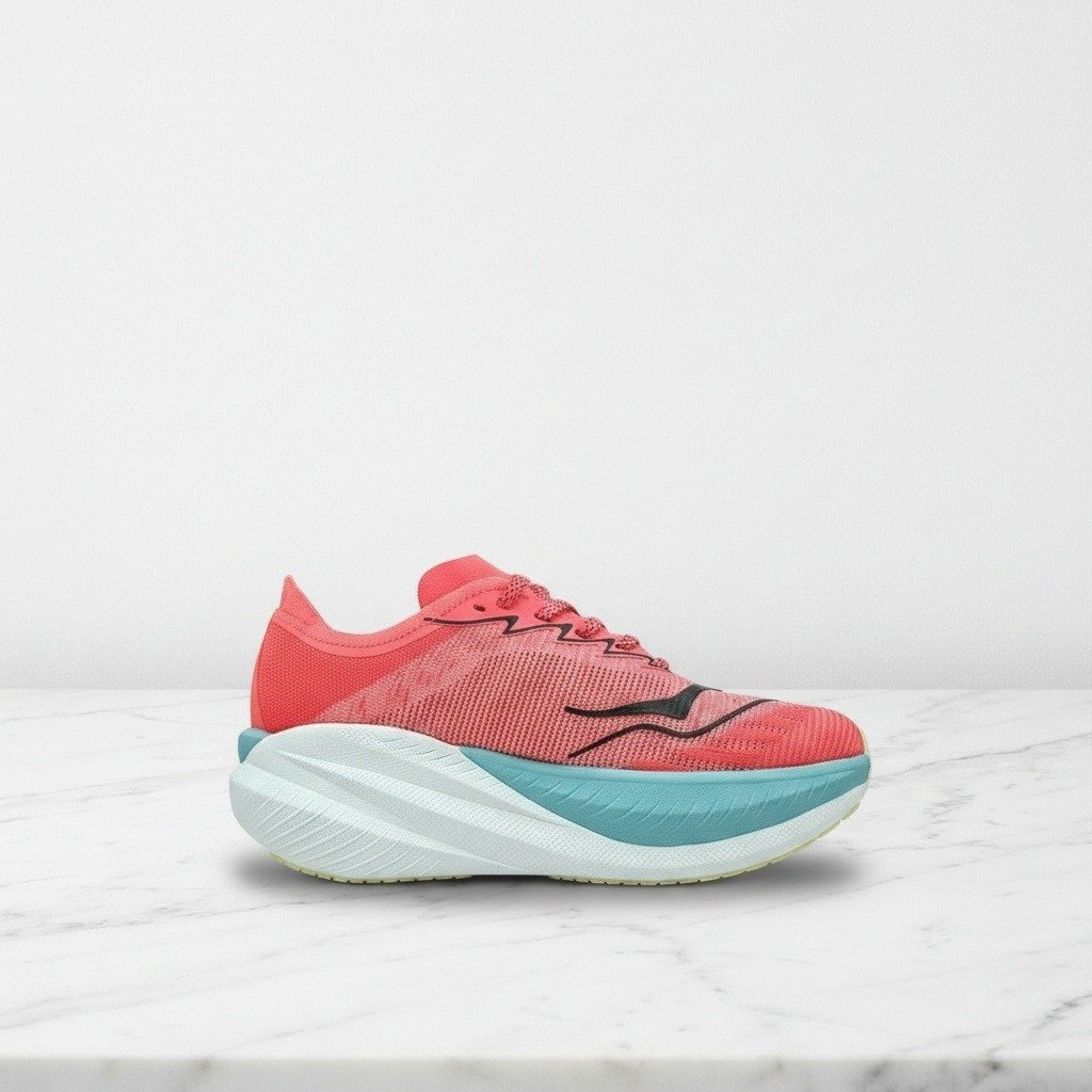 Hoka Mach X 2 w kolorze koralowo-turkusowym, wygodne sneakersy unisex na co dzień, lekka siatkowa cholewka 1155119-GFRT