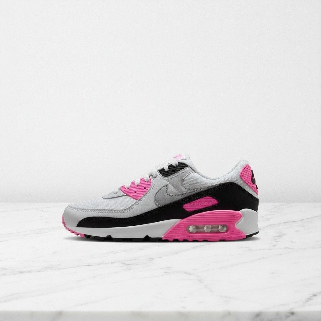 Buty damskie Nike Air Max 90 biało-różowe, wygodne sneakersy na co dzień, poduszka powietrzna w pięcie, pasują do każdej stylizacji, IM4613-100