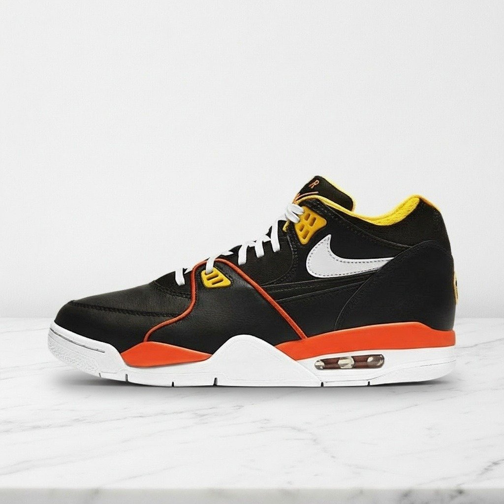 Buty sportowe na co dzień, Nike Air Flight 89 męskie, czarno pomarańczowe, wygodna skóra i syntetyk, DD1171-001