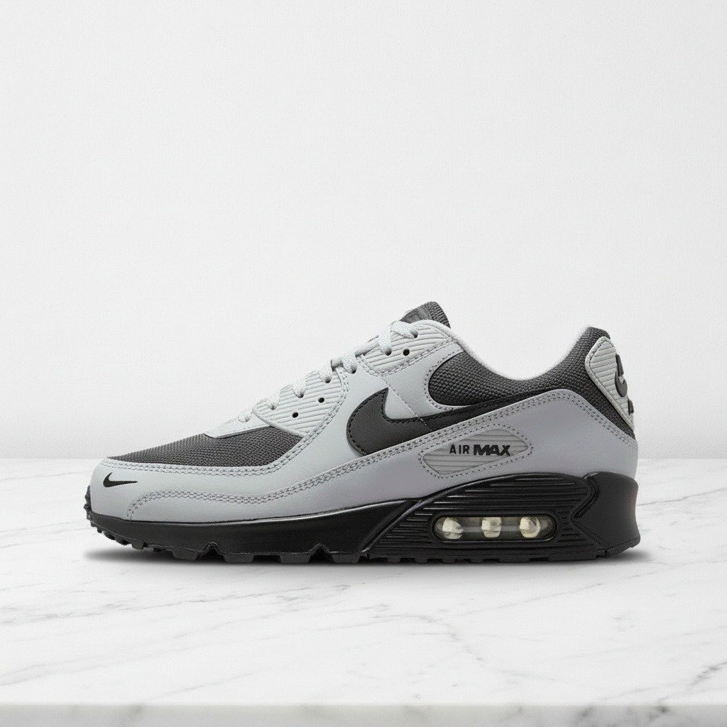 Nike Air Max 90 Light Smoke Grey Black, wygodne sneakersy unisex na co dzień, szaro-czarne IM5989-077