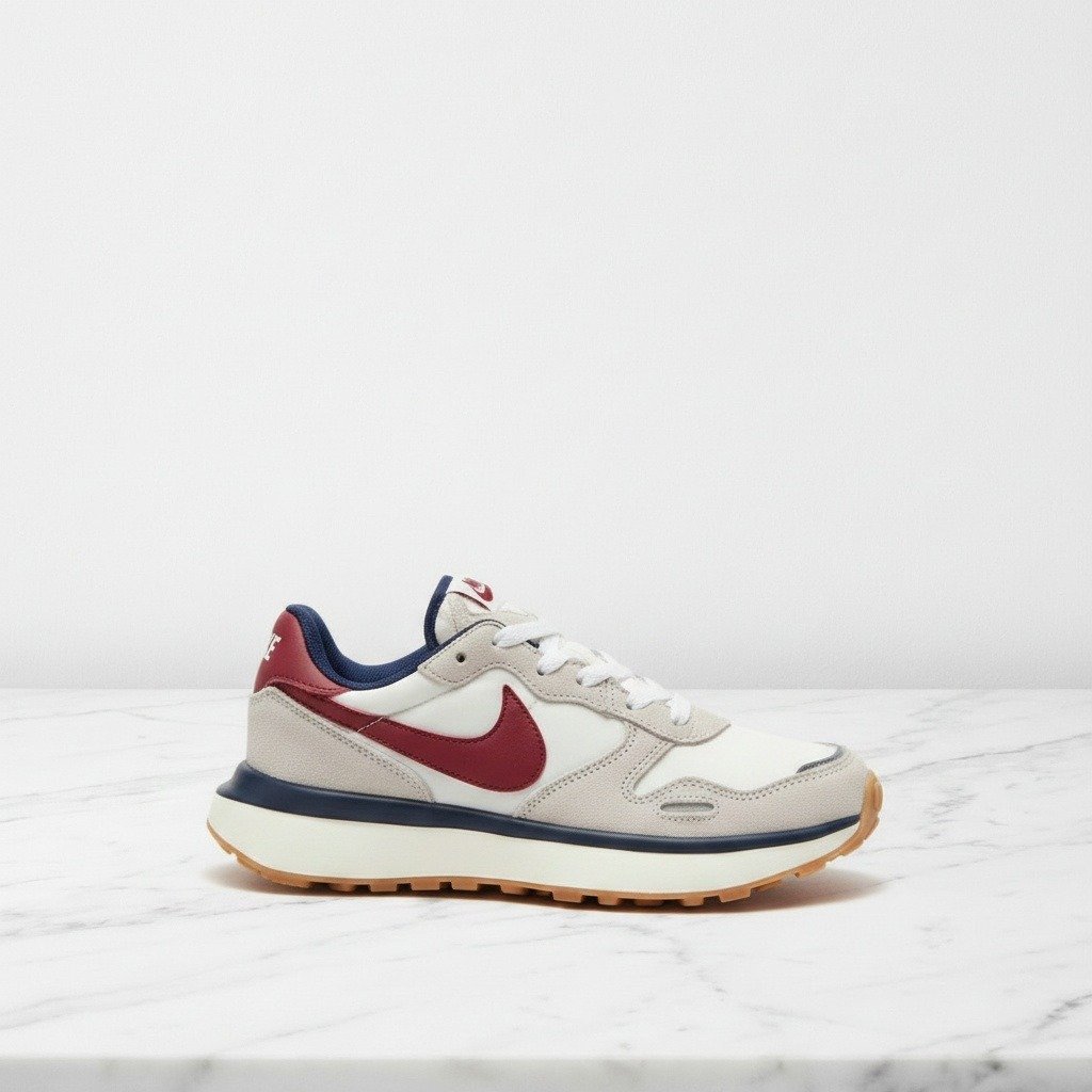 Buty sportowe na co dzień, Nike Phoenix Waffle, szaro czerwone, wygodne sneakersy unisex, zamsz i tkanina, FZ3600-072