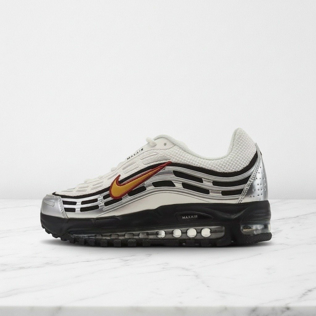 Nike Air Max TL 2.5, buty na co dzień w kolorze srebrno-białym z czerwonymi akcentami, przewiewna siatka, wygodna amortyzacja IM6647-030