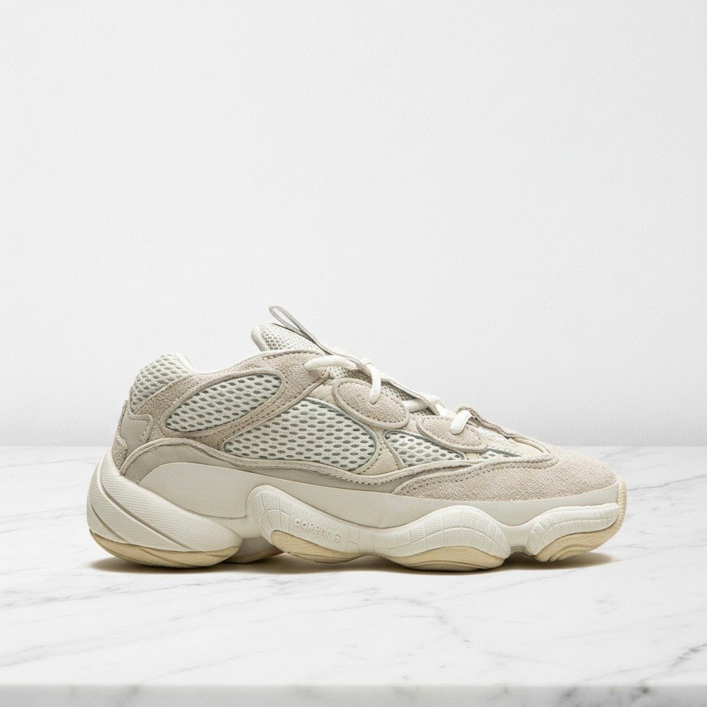 Buty Adidas Yeezy 500 Bone White na co dzień, unisex, wygodna podeszwa adi-prene, oddychająca siatka i zamsz, pasują do wielu stylizacji ID5114
