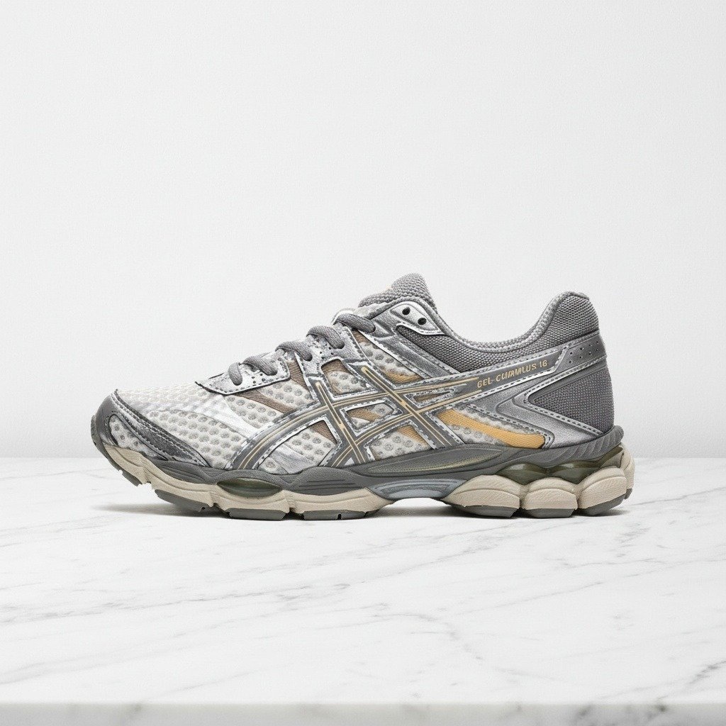 Wygodne sneakersy na co dzień, ASICS Gel-Cumulus 16 Cream Clay Grey, szare, unisex 1203A733-101