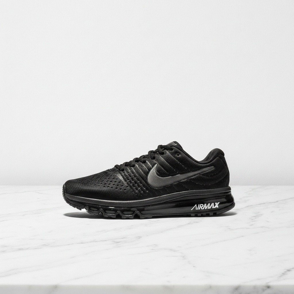 Nike Air Max 2017 Triple Black, wygodne buty na co dzień, unisex, czarne, oddychająca siatka 849559-004