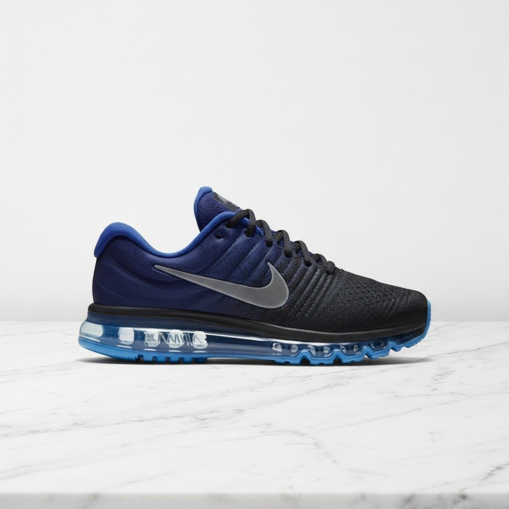 Wygodne sneakersy Nike Air Max 2017 na co dzień, granatowo niebieskie, oddychająca siatka, unisex 849559-400