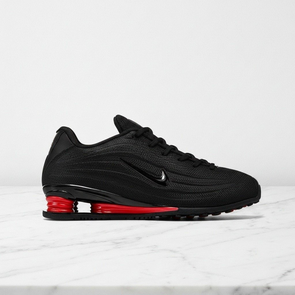 Buty Nike Shox Z dla niego i dla niej, czarno czerwone, wygodne na cały dzień, syntetyk i siatka, HQ7540-002
