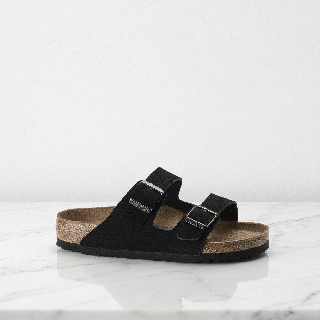 Wygodne sneakersy unisex Birkenstock Arizona Black, zamsz i korkowa podeszwa, na co dzień, kolor czarny 0951321