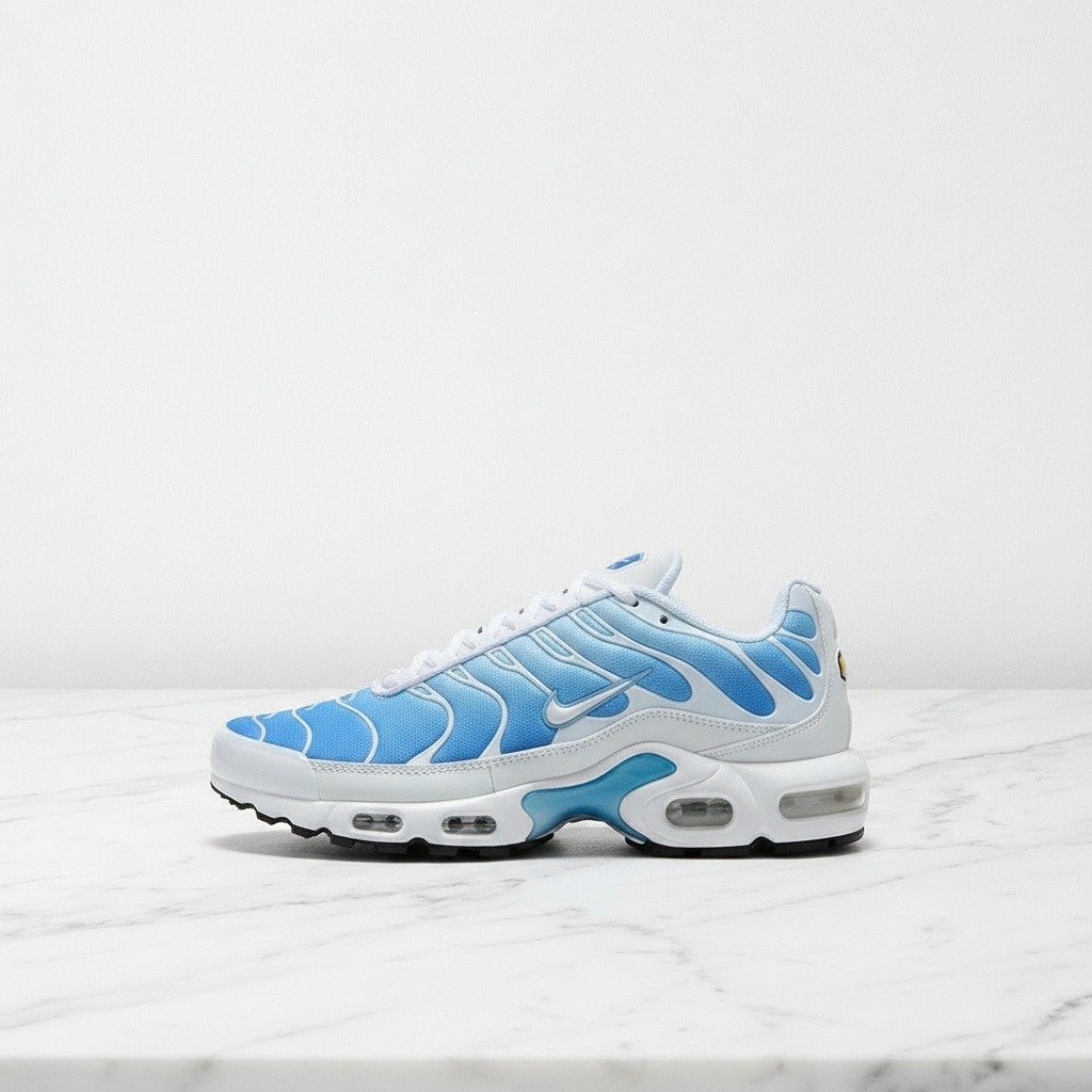 Buty na co dzień Nike Air Max Plus Sky Blue, wygodne sneakersy unisex, biel i błękit, pasują do wielu stylizacji 852630-411