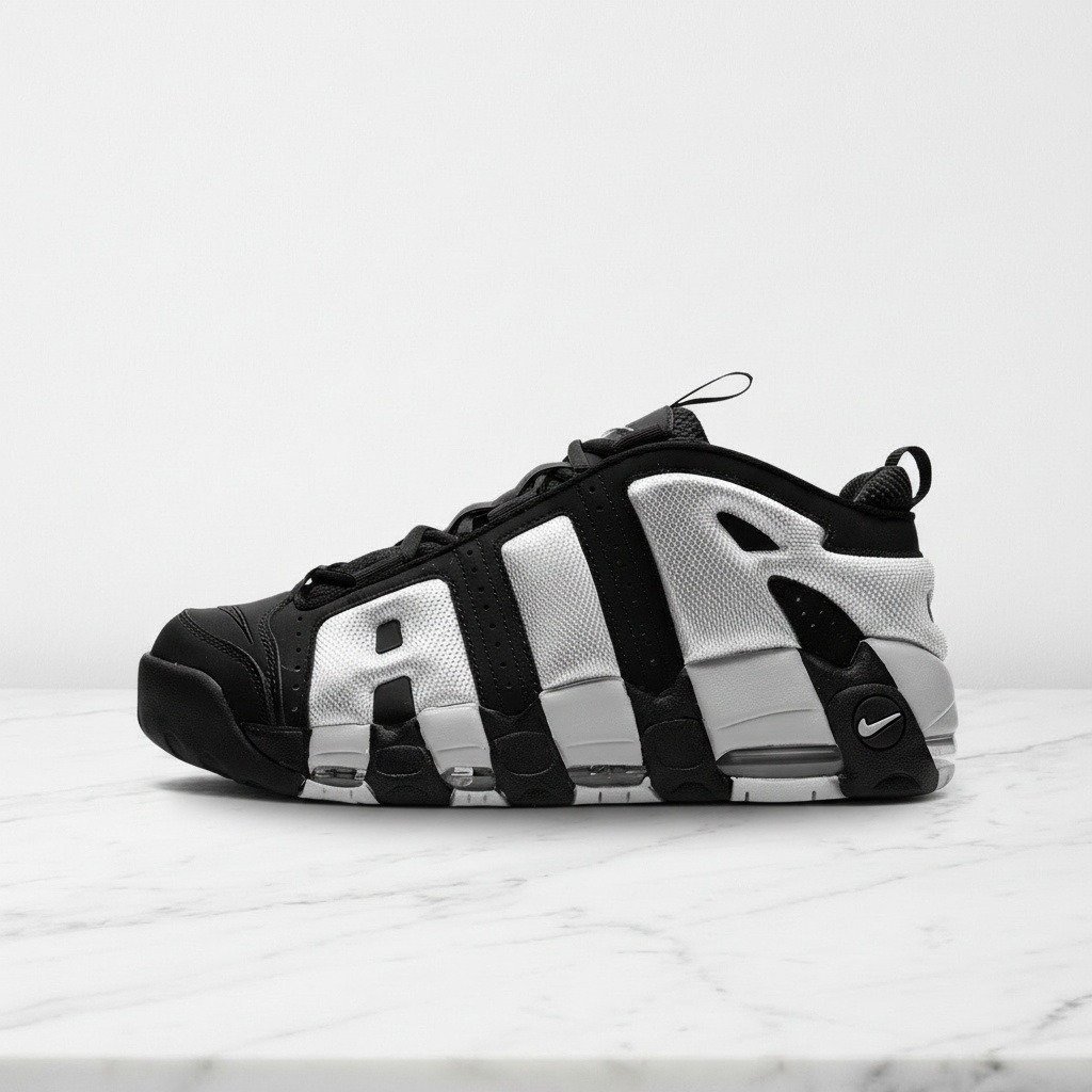 Buty sportowe Nike na co dzień, Air More Uptempo Low Black Photon Dust, wygodna amortyzacja Max Air, unisex, FZ3055-001