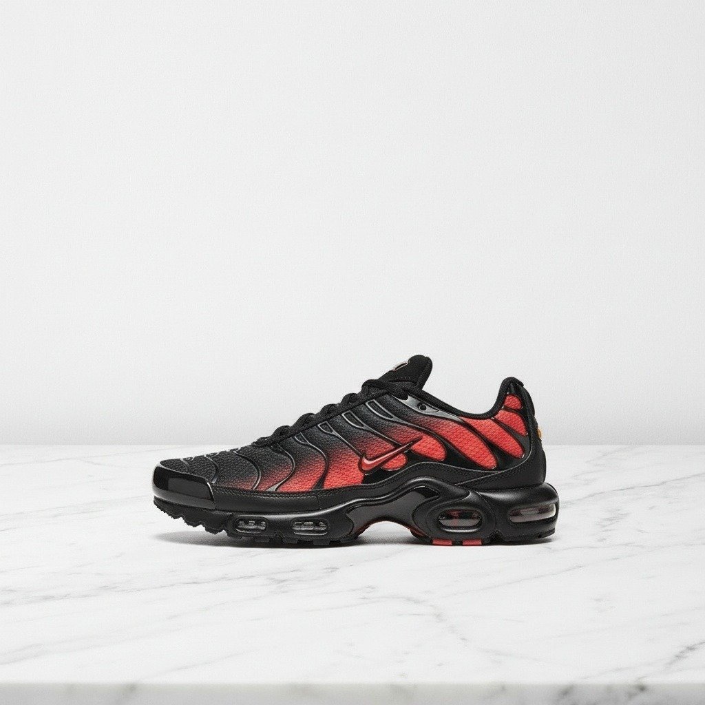 Buty męskie Nike Air Max Plus Black Light Crimson Noble Red, wygodne na co dzień, czarno czerwone CD0609-039