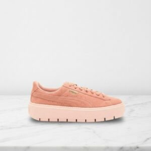 Buty damskie Puma Platform Trace Peach Beige, wygodne sneakersy na platformie do noszenia na co dzień, zamsz, kolor brzoskwiniowy 365830-05
