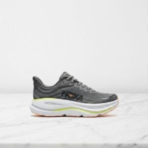 Hoka Bondi 9 na co dzień, wygodne sneakersy damskie w kolorze szarym grafitowym, miękka amortyzacja, dzianinowa cholewka 1162011-ALTG