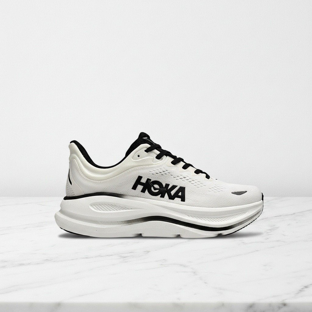 Buty do biegania Hoka Bondi 9 biało-czarne, unisex, wygodna amortyzacja na cały dzień 1162011-WBLC