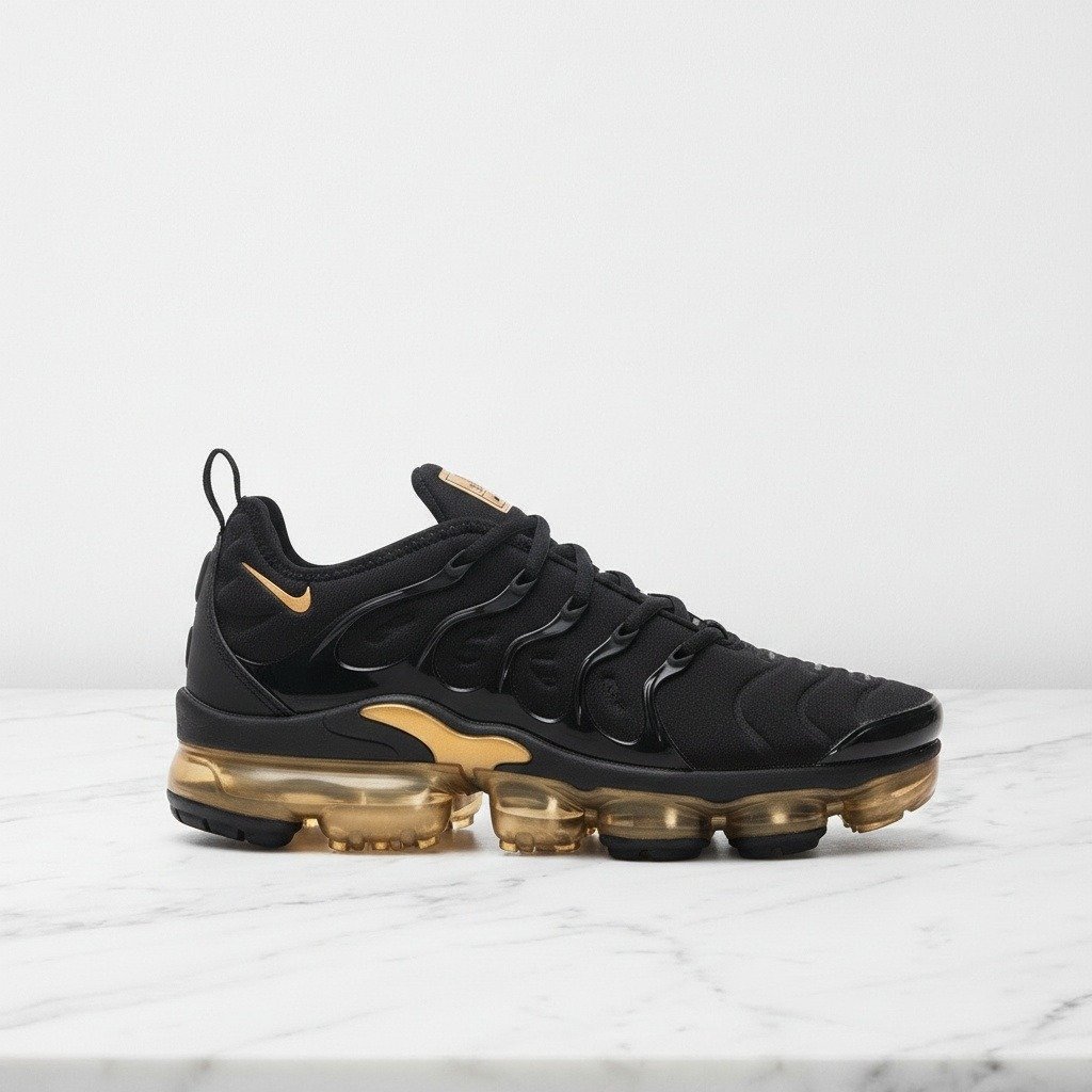 Buty Nike Air VaporMax Plus Triple Black Gold na co dzień, męskie sneakersy czarno złote, wygodne CW7299-001