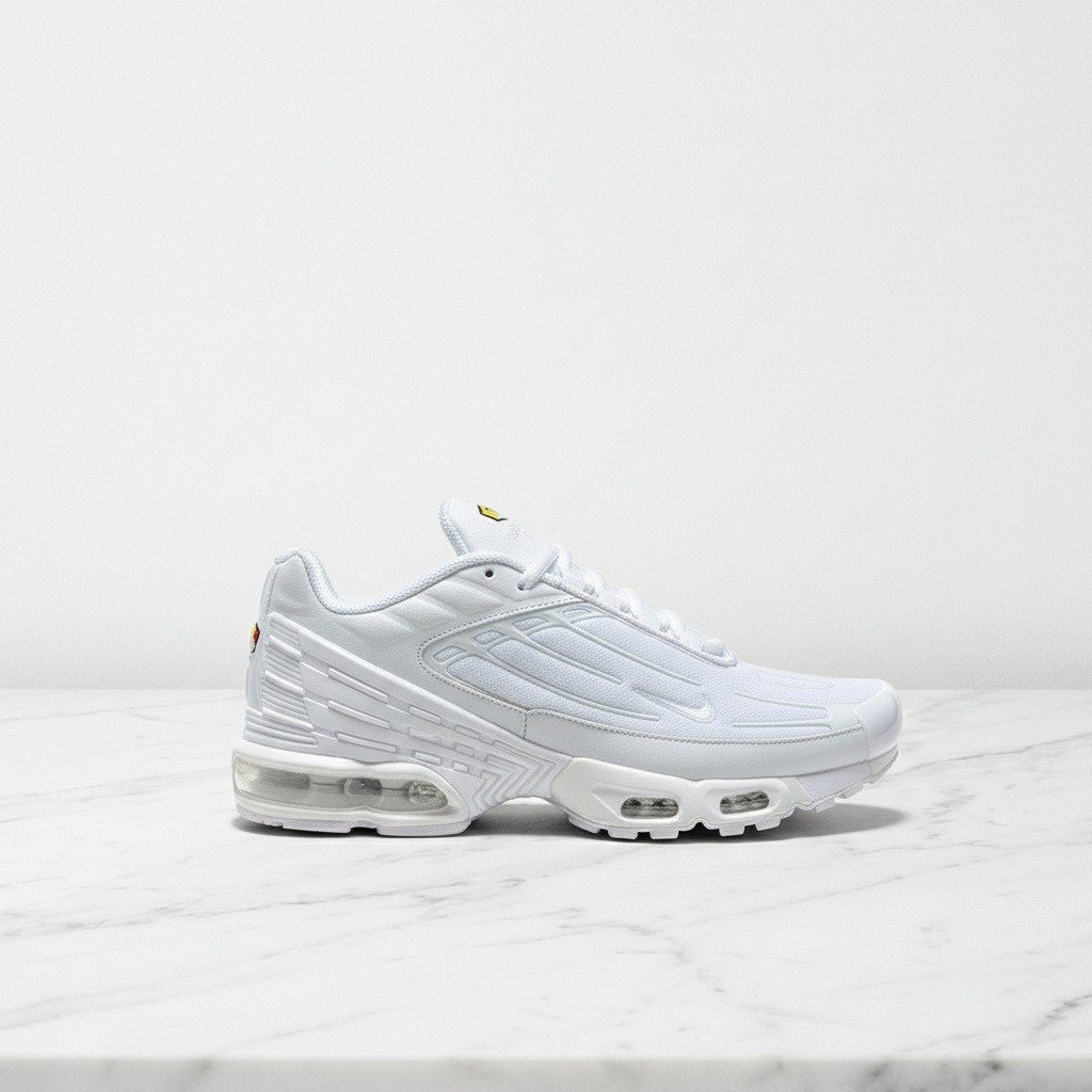 Buty męskie Nike Air Max Plus 3, biały Triple White, wygodna amortyzacja Max Air na cały dzień, oddychająca siateczka, CW1417-100
