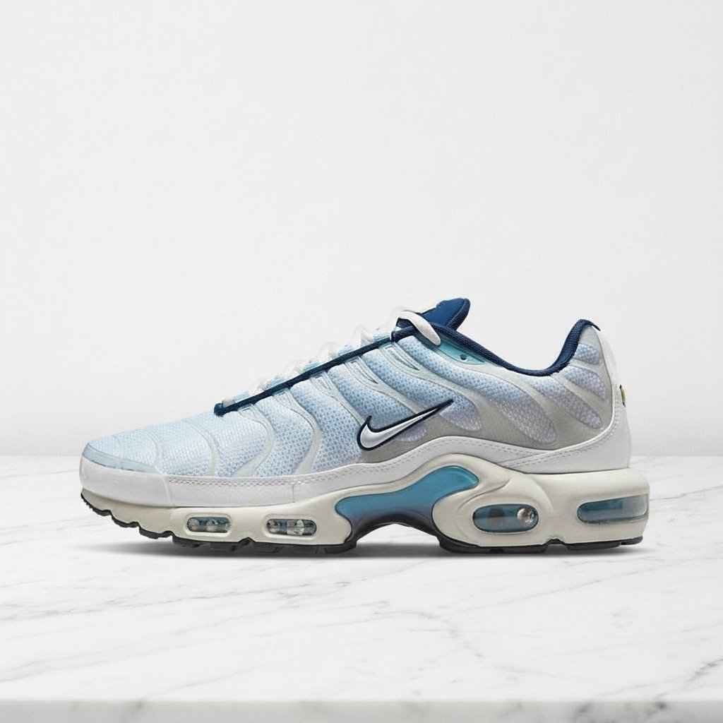 Nike Air Max Plus dla niego, wygodne sneakersy na co dzień, biało-niebieskie, męskie, CZ1651-400