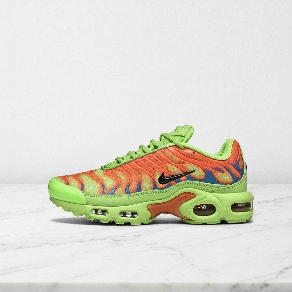 Nike Air Max Plus Supreme Mean Green, wygodne sneakersy unisex na co dzień, zielono-pomarańczowe DA1472-300