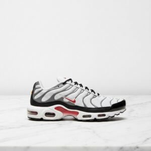 Buty męskie Nike Air Max Plus Photon Dust Varsity Red, wygodne sneakersy na co dzień z siatki, szaro-czerwone, Max Air, DM0032-002
