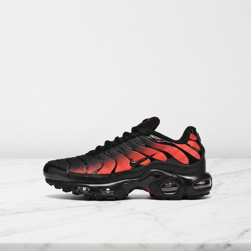 Buty męskie Nike Air Max Plus Black Noble Red, wygodna amortyzacja na cały dzień, czarno-czerwone sneakersy do codziennych stylizacji DM0032-021