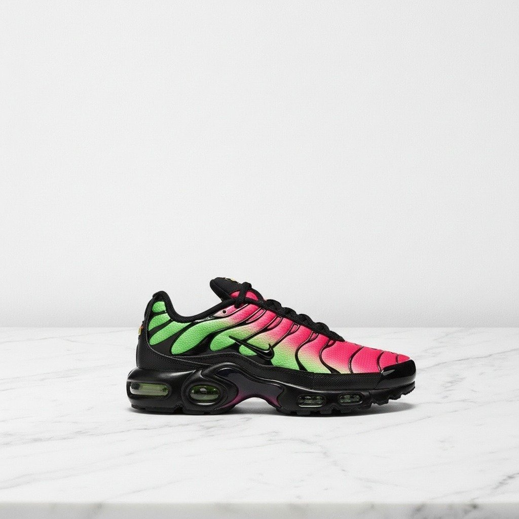 Buty Nike Air Max Plus Hyper Pink Volt Black dla niego, męskie sneakersy na co dzień, wygodna poduszka Max Air, siatka i syntetyk, DM0032-027