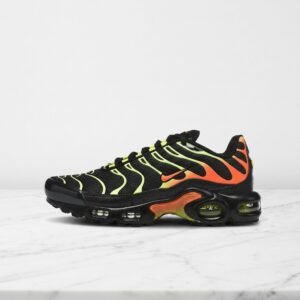 Buty męskie Nike Air Max Plus Sunrise na co dzień, wygodna siatka i syntetyk, czarno pomarańczowe sneakersy, DM0032-028
