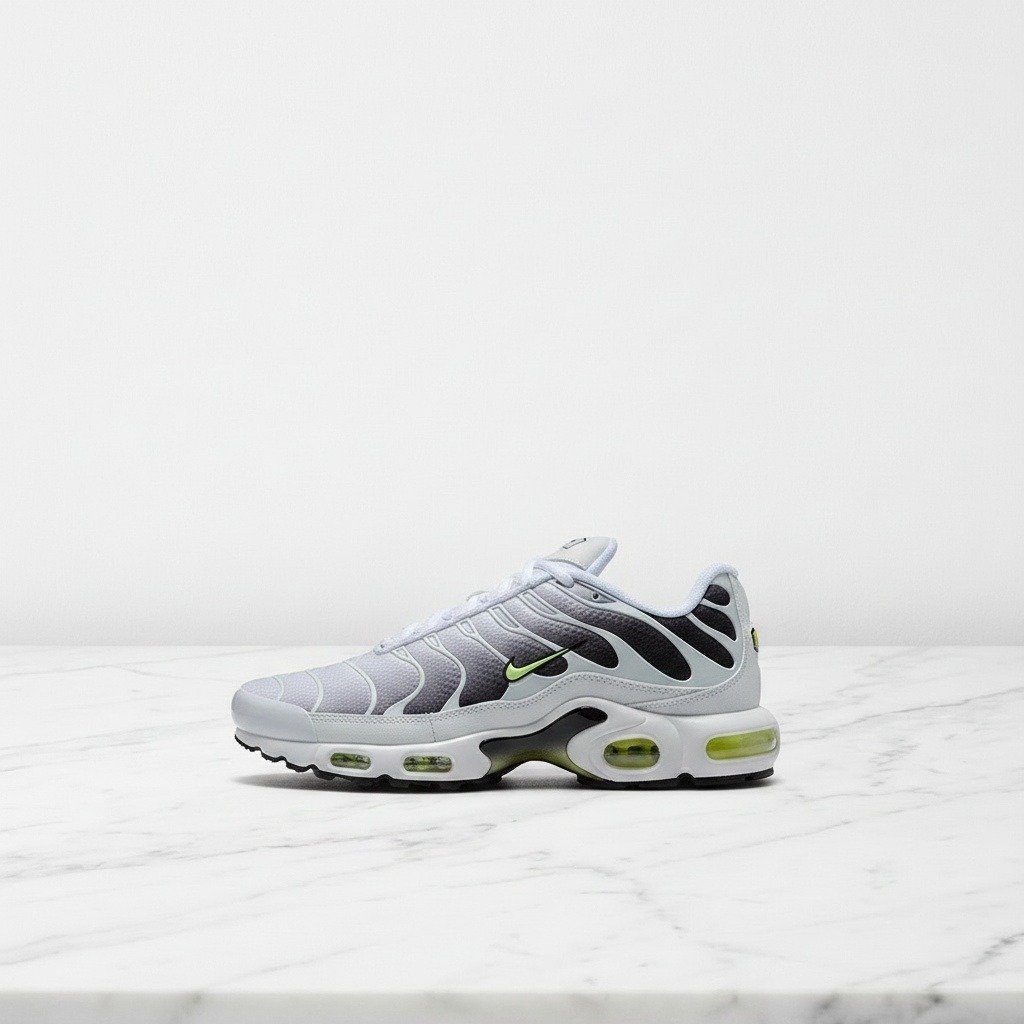 Buty Nike Air Max Plus White Black Volt na co dzień, unisex, przewiewna siatka, wygodna amortyzacja Max Air, DM0032-103