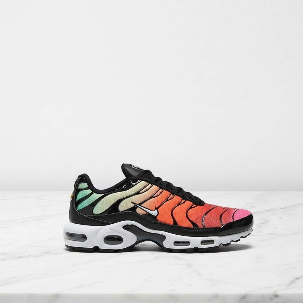 Buty Nike Air Max Plus Rainbow dla niego, wygodne na co dzień, oddychająca siatka, czarne wielokolorowe, DZ3670-001