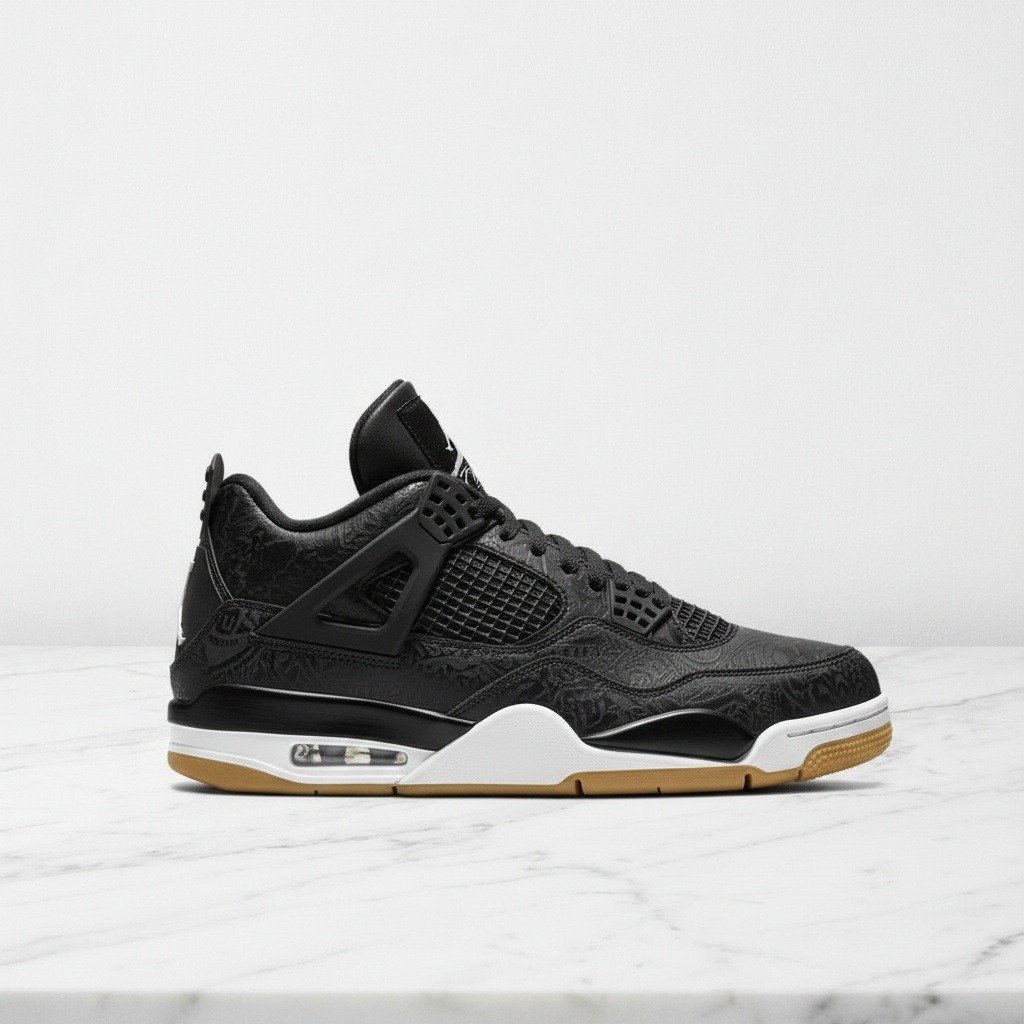 Buty Air Jordan 4 Retro na co dzień, czarne i białe, wygodne sneakersy unisex, skóra i zamsz, CI1184-001