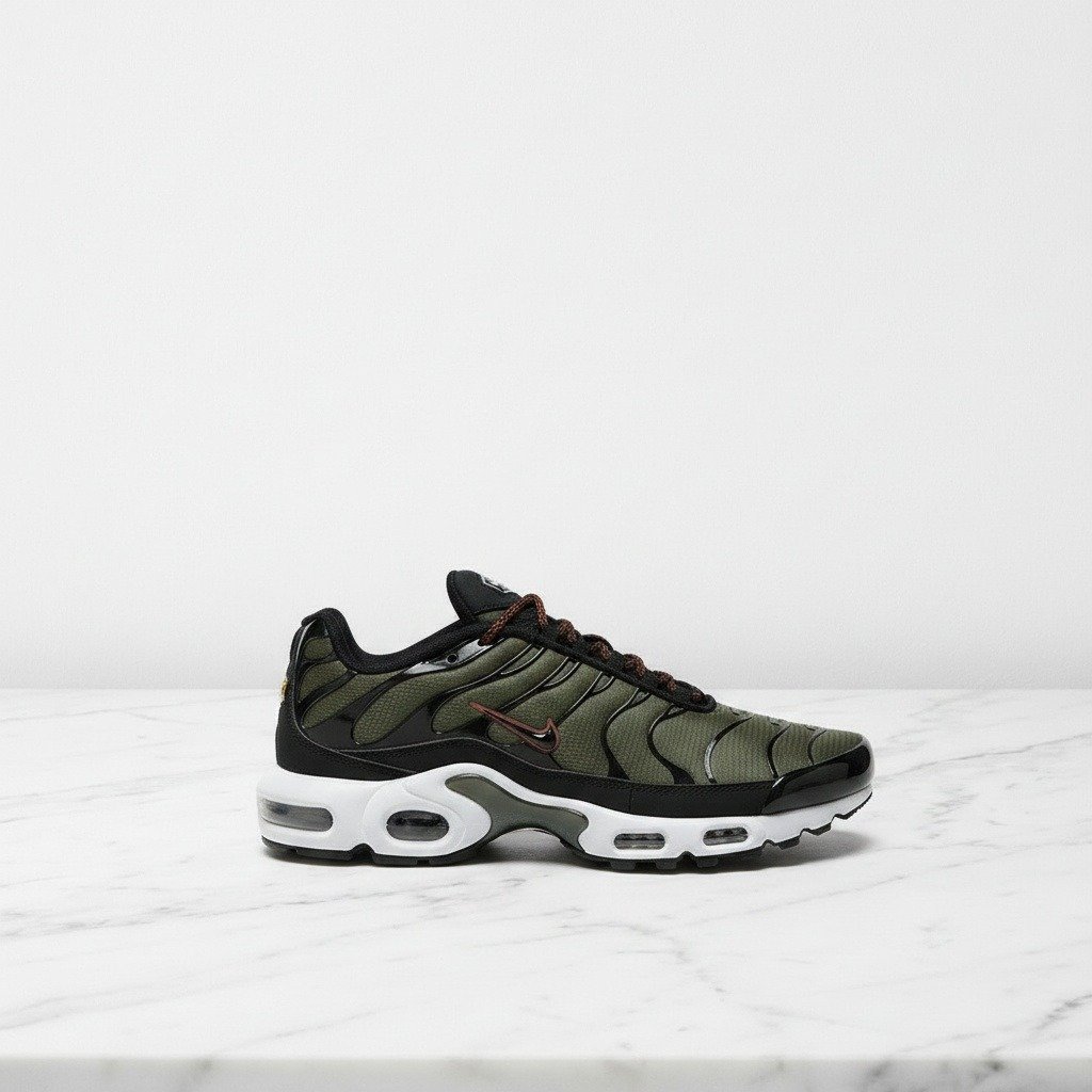 Buty męskie Nike Air Max Plus Cargo Khaki, wygodne na co dzień, oddychająca siatka, khaki z czernią, FB9722-300