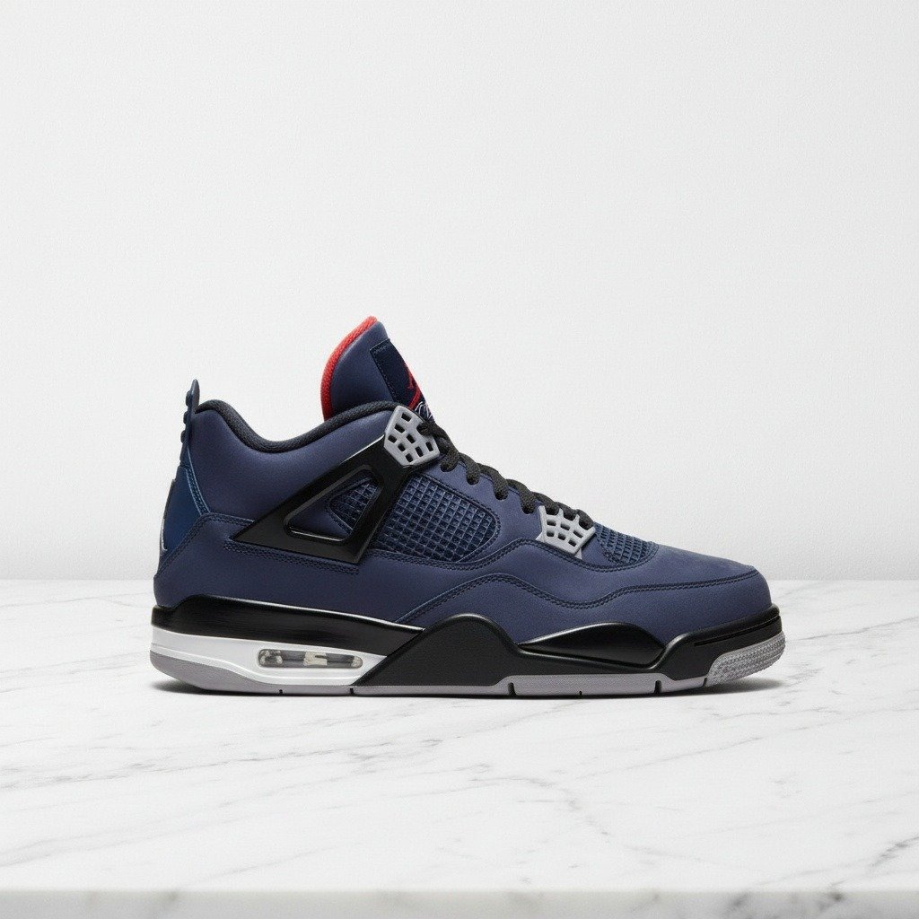 Buty męskie Air Jordan 4 Retro, granatowo-czerwone, wygodne na co dzień, skóra i zamsz CQ9597-401