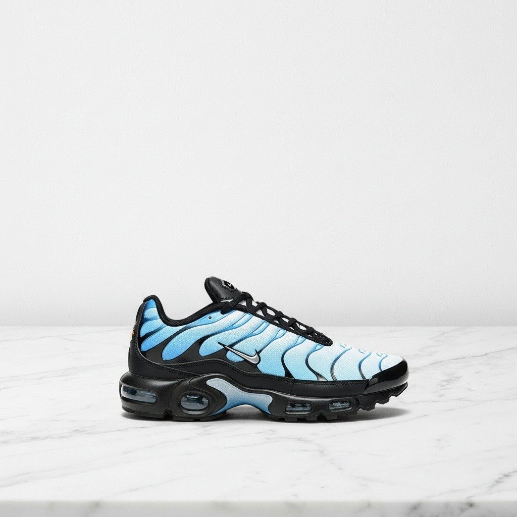 Buty Nike Air Max Plus Blue Gradient na co dzień, wygodna amortyzacja Tuned Air, męskie, czarno-błękitne FQ0204-010