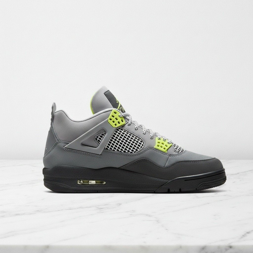 Buty Air Jordan 4 SE Neon 95 na co dzień, unisex, wygodne, szaro żółte, skóra i syntetyk CT5342-007