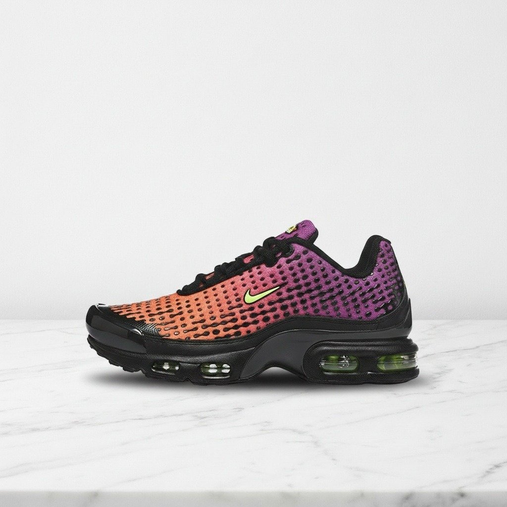 Nike Air Max Plus Total Orange Volt Cactus Flower, wygodne sneakersy męskie na co dzień, fioletowo brzoskwiniowe HQ2197-800