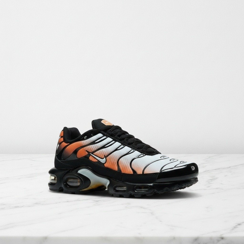 Buty męskie Nike Air Max Plus Tn Desert Monarch, czarne z pomarańczowym, wygodne na co dzień, tekstyl i syntetyk IQ0168-900