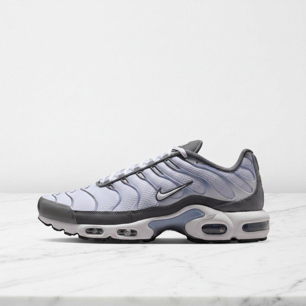 Buty męskie Nike Air Max Plus Smoke Grey, wygodne sneakersy na co dzień, siateczkowa cholewka, szaro białe IV5757-070