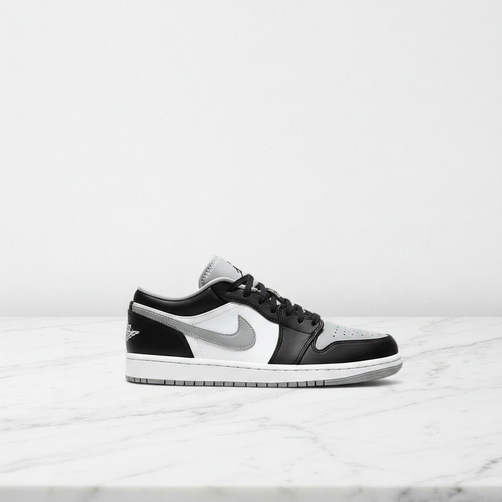 Buty Air Jordan 1 Low Light Smoke Grey, wygodne sneakersy unisex na co dzień, czarno-szare 553558-039