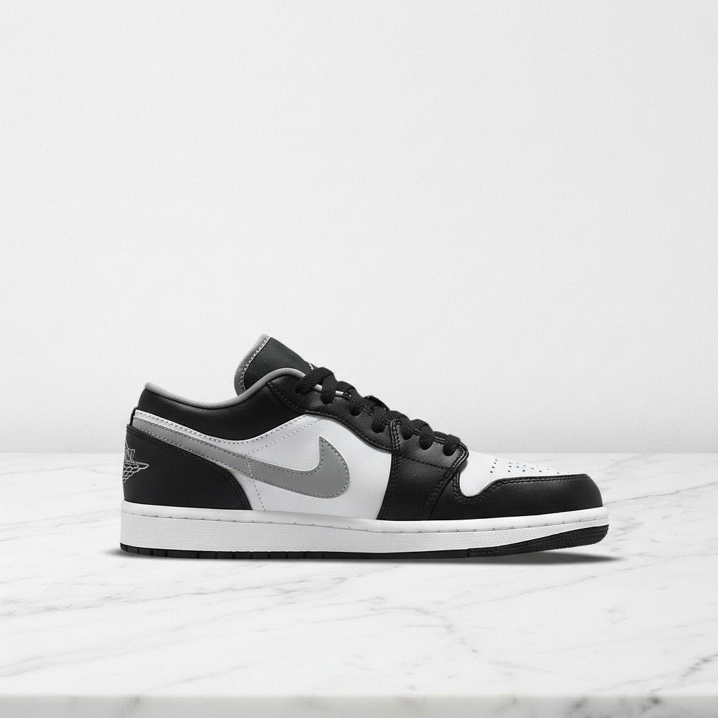 Buty Air Jordan 1 Low, czarno-białe, skórzane, wygodne na co dzień, unisex, 553558-040