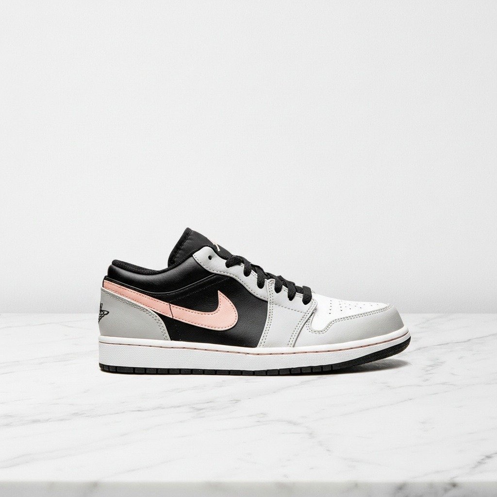 Buty Air Jordan 1 Low Black Grey Coral, unisex, wygodne sneakersy skórzane na co dzień, 553558-062