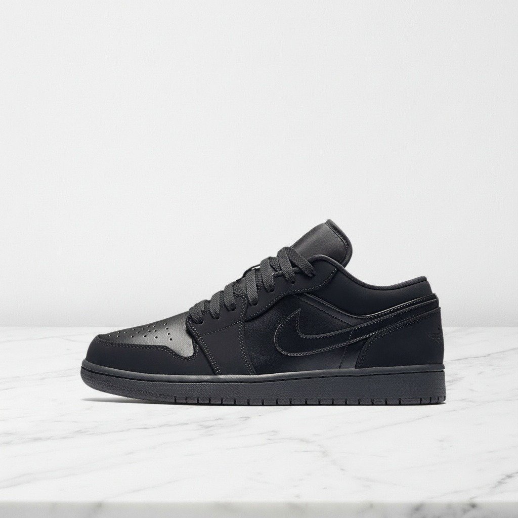 Buty sportowe Air Jordan 1 Low Triple Black, unisex, czarne, wygodne na co dzień, skóra i tekstyl 553558-093