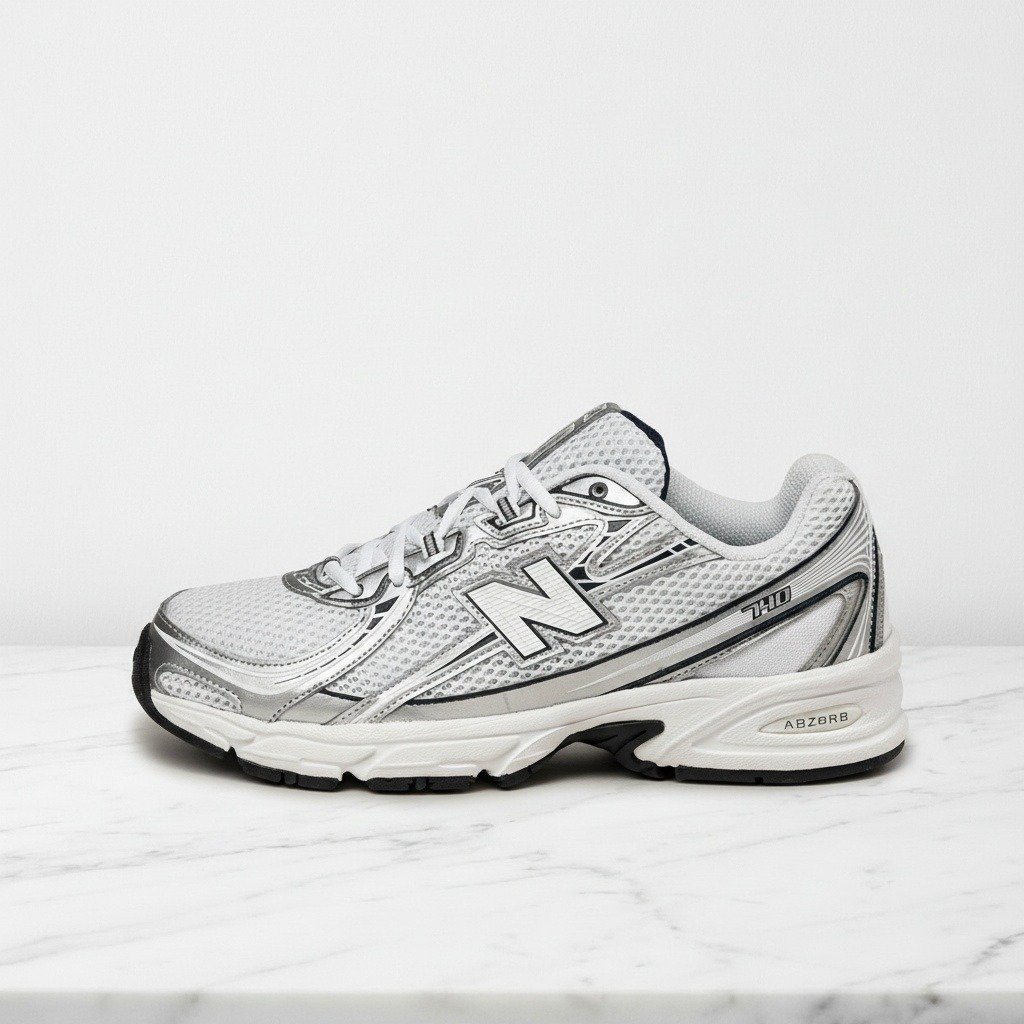 New Balance 740v2 White Shadow Grey Navy, wygodne sneakersy unisex na co dzień, oddychająca siatka, amortyzacja pięty U740WN2