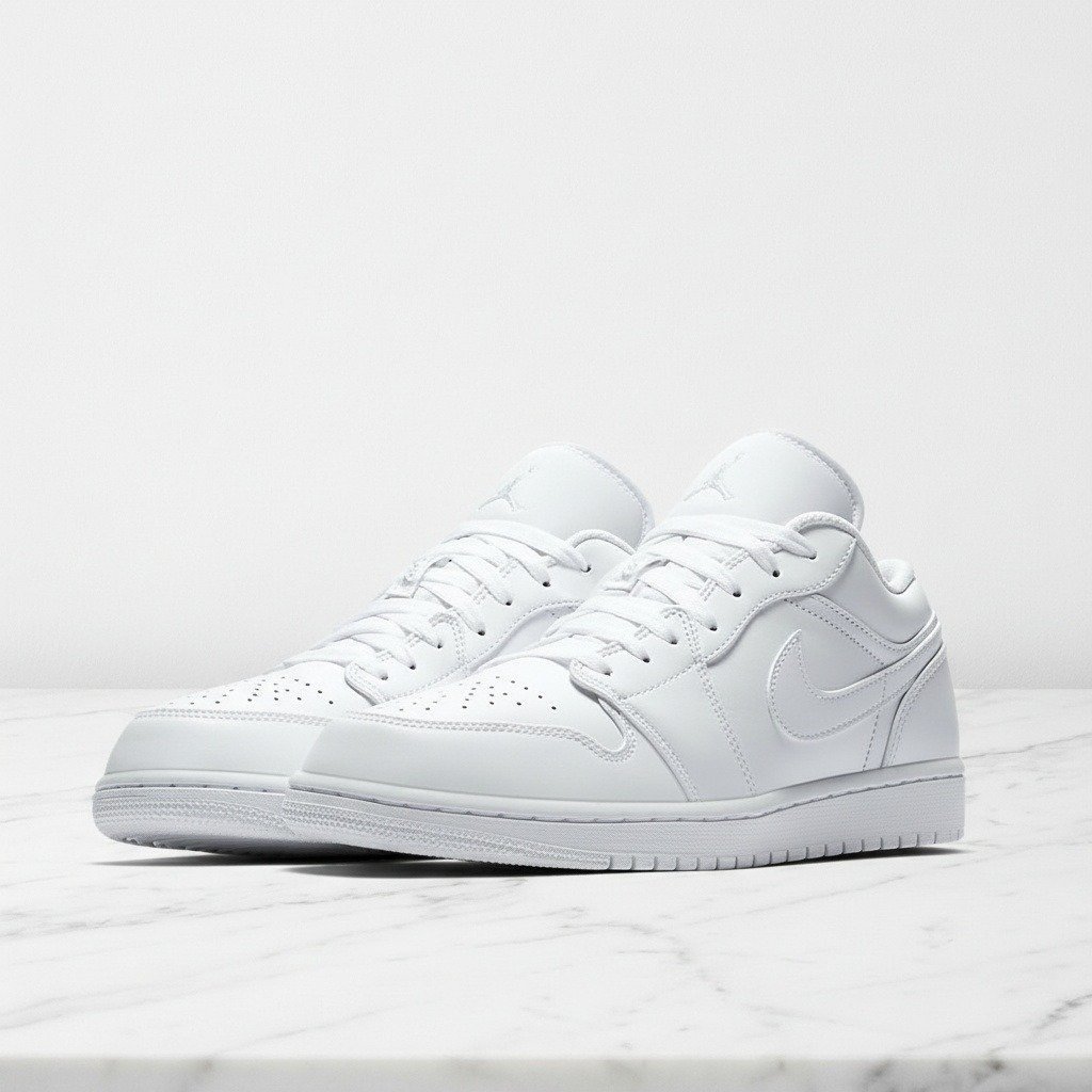 Buty na co dzień Air Jordan 1 Low Triple White, unisex, biały, wygodna skóra i tekstyl, idealne do wielu stylizacji 553558-130