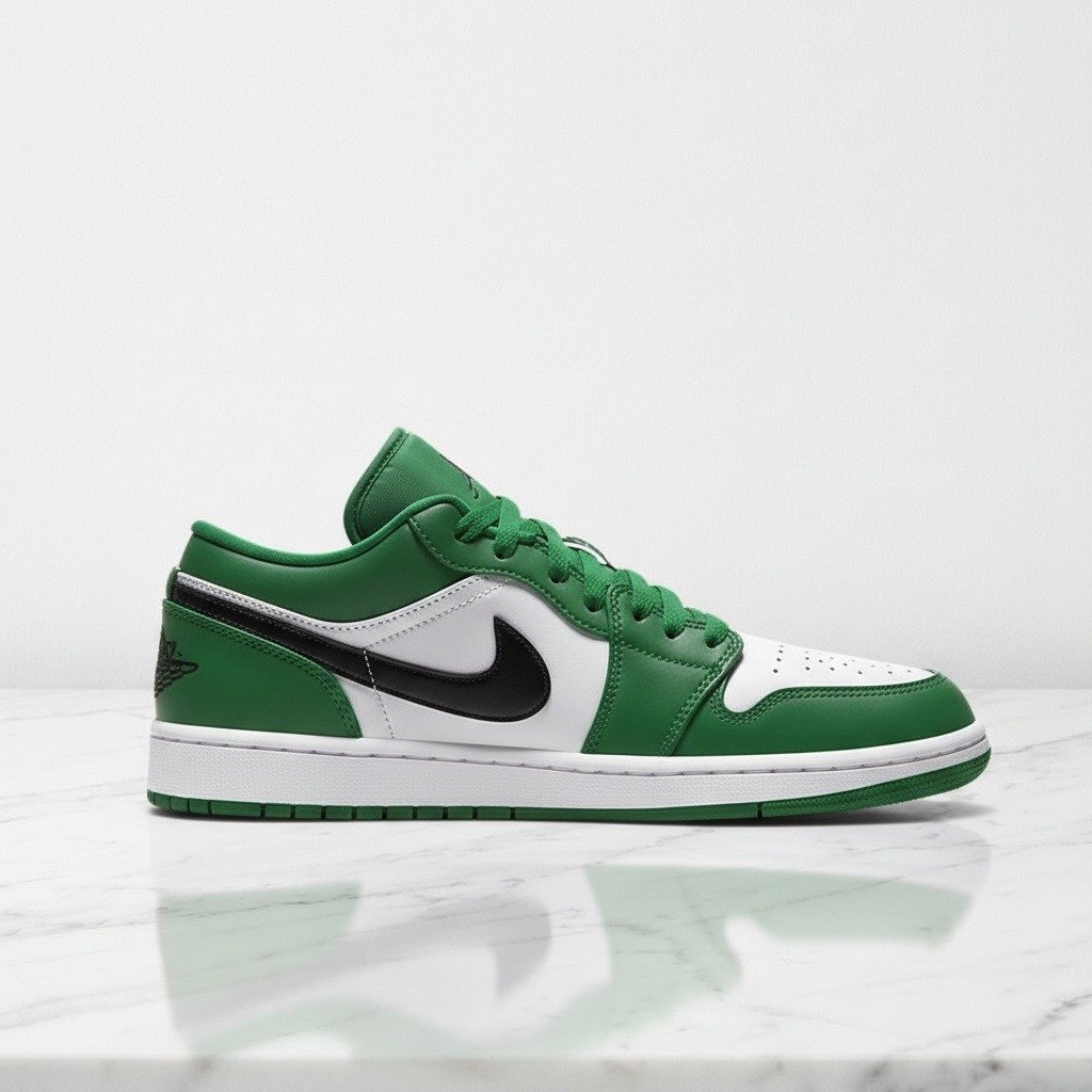 Buty Air Jordan 1 Low Pine Green na co dzień, unisex, wygodna skóra i tkanina, zielono-czarne, pasują do wielu stylizacji, 553558-301
